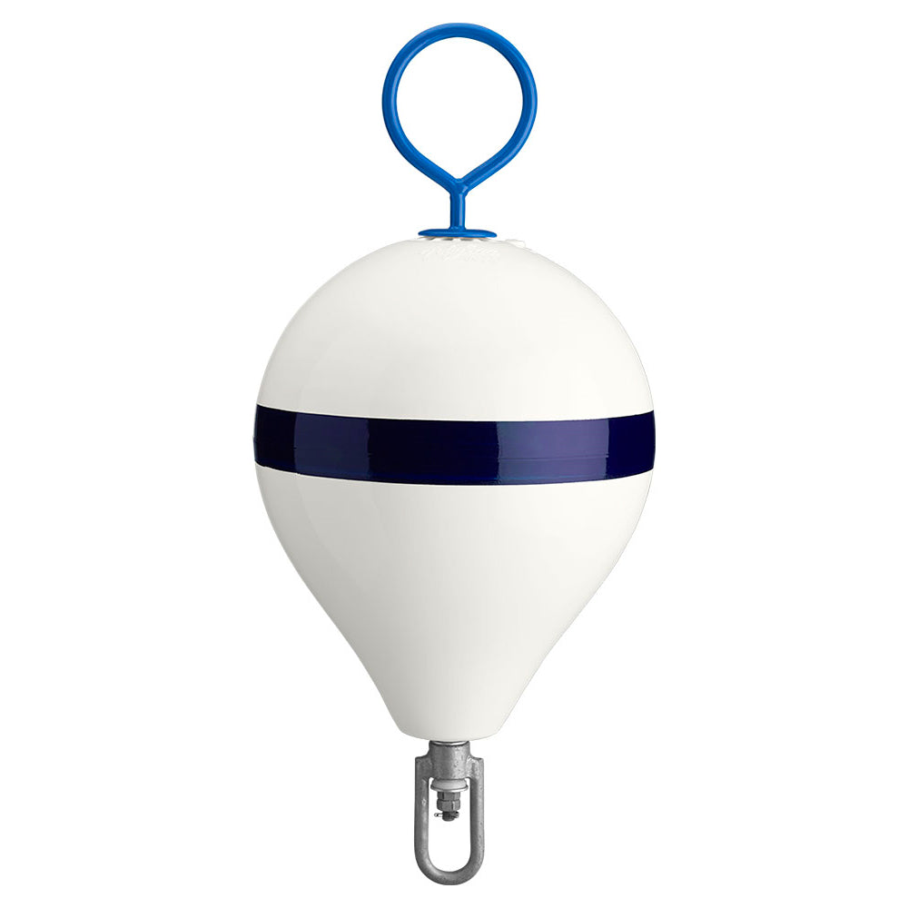 Polyform 13.5" CM Mooring Buoy w/Steel Iron - White Blue Stripe - CM-2 WH-STR