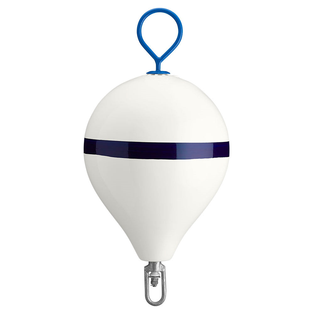 Polyform 17" CM Mooring Buoy w/Steel Iron - White Blue Stripe - CM-3 WH-STR