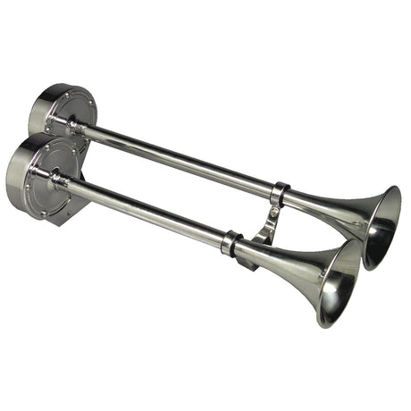 Schmitt Marine Deluxe All-Stainless Dual Trumpet Horn - 12V - 10028