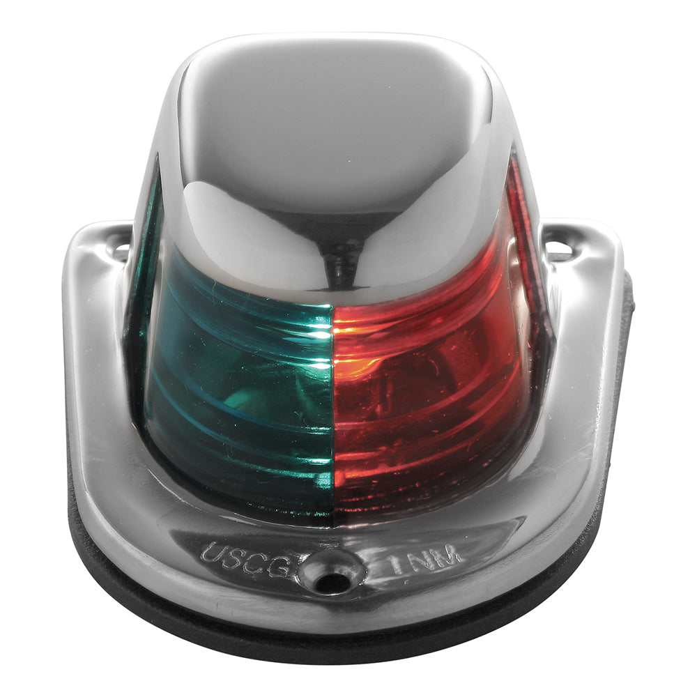 Attwood 1-Mile Deck Mount, Bi-Color Red/Green Combo Sidelight - 12V - Stainless Steel Housing - 66318-7