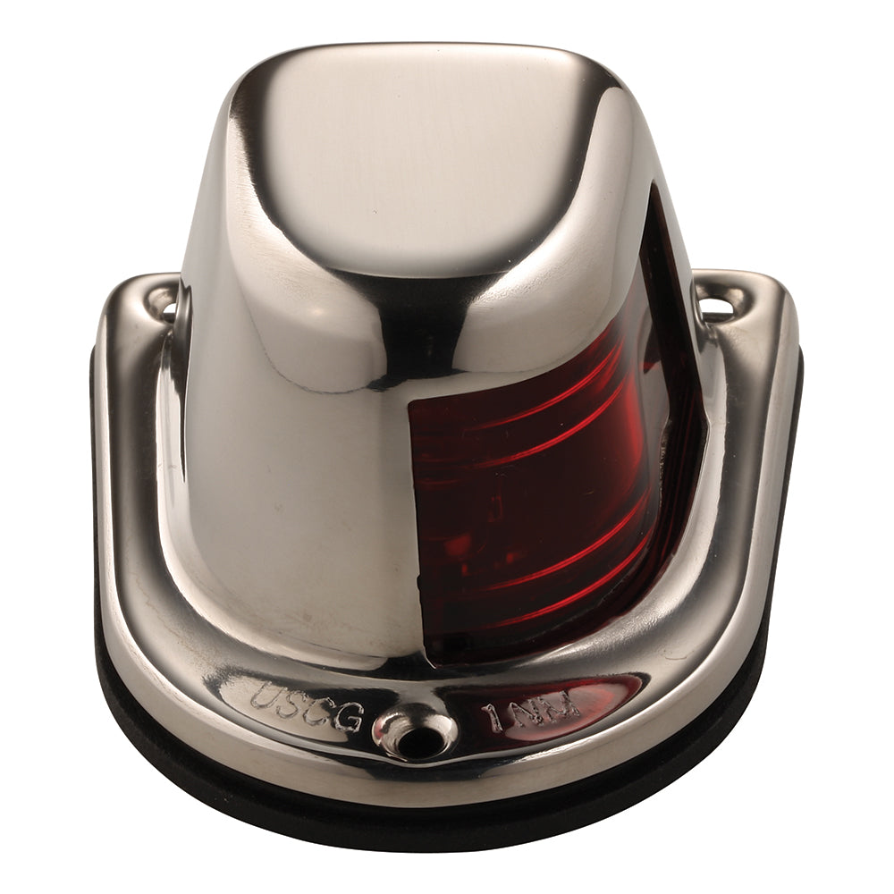 Attwood 1-Mile Deck Mount, Red Sidelight - 12V - Stainless Steel Housing - 66319R7