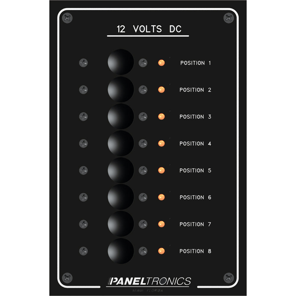 Paneltronics Standard Panel - DC 8 Position Circuit Breaker w/LEDs - 9972208B