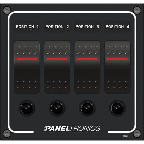 Paneltronics Waterproof Panel - DC 4-Position Illuminated Rocker Switch & Circuit Breaker - 9960022B