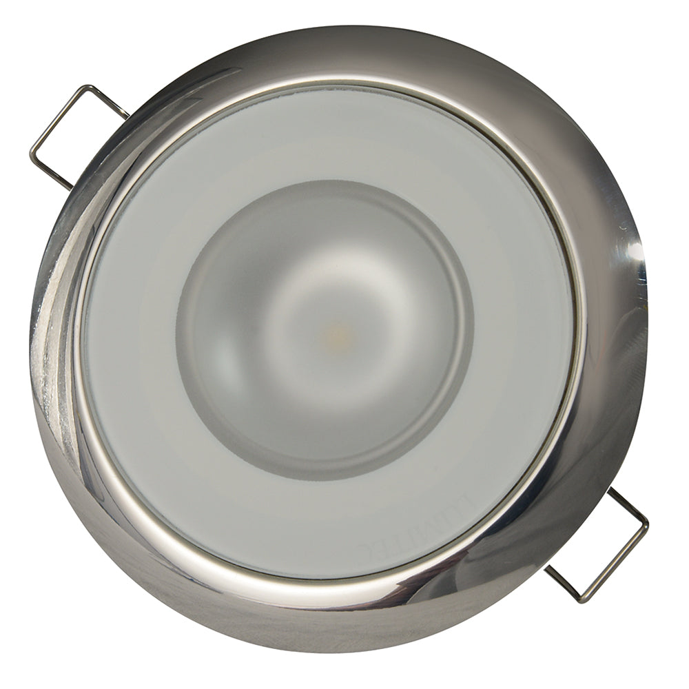 Lumitec Mirage - Flush Mount Down Light - Glass Finish/Polished SS Bezel - 2-Color White/Blue Dimming - 113111