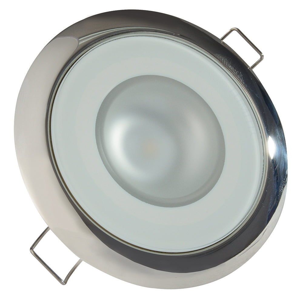 Lumitec Mirage - Flush Mount Down Light - Glass Finish/Polished SS Bezel - White Non-Dimming - 113113