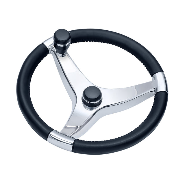 Ongaro Evo Pro 316 Cast Stainless Steel Steering Wheel with Control Knob - 13.5" Diameter - 7241321FGK