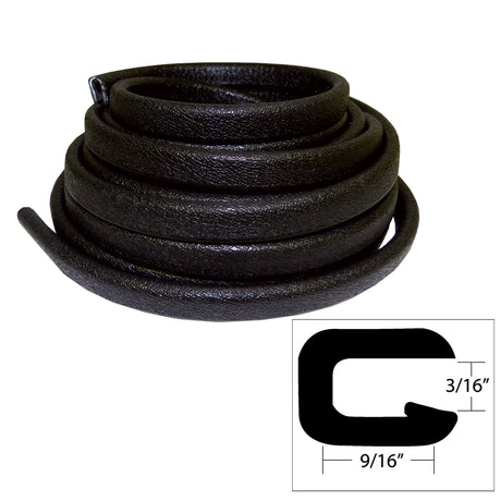 TACO Flexible Vinyl Trim - 3/16" Opening x 9/16"W x 25'L - Black - V30-1005B25-1 - V30-1005B25-1