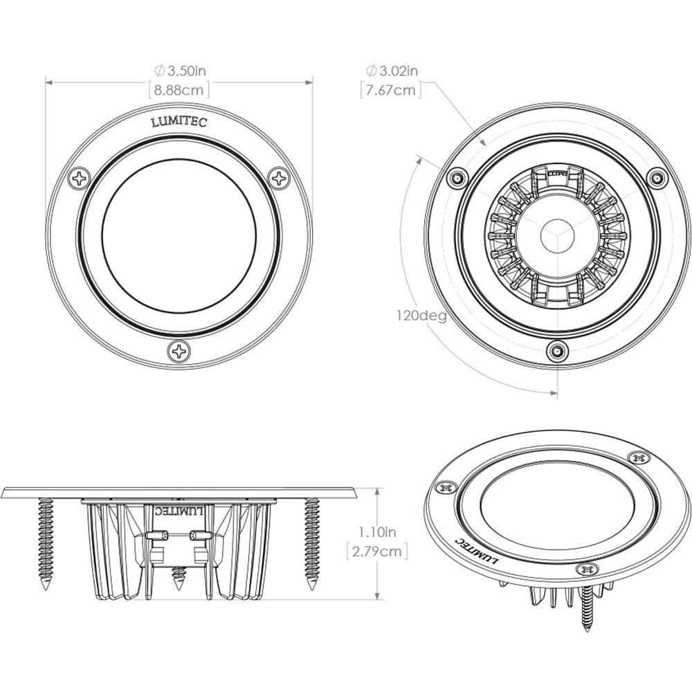 Lumitec Shadow - Flush Mount Down Light - Polished SS Finish - White Non-Dimming - 114113