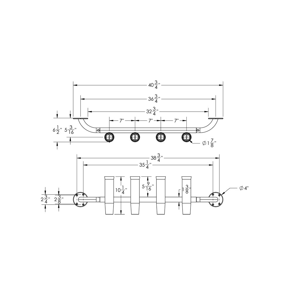 TACO 4-Rod Transom Mount Rod Rack - F31-3504BSA-1