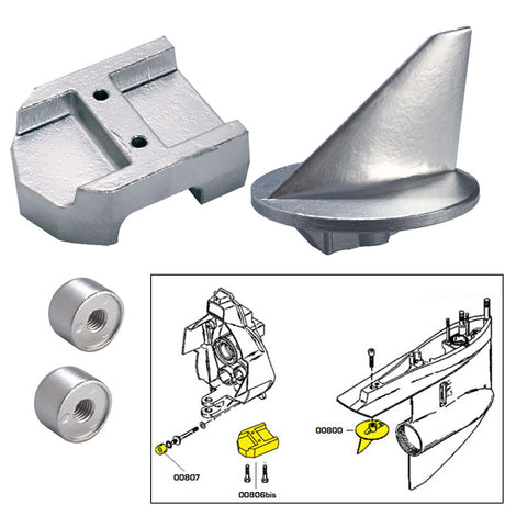 Tecnoseal Anode Kit w/Hardware - Mercury Alpha 1 Gen 1 - Zinc - 20800