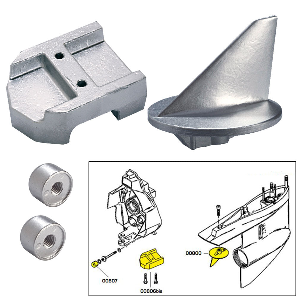 Tecnoseal Anode Kit w/Hardware - Mercury Alpha 1 Gen 1 - Aluminum - 20800AL