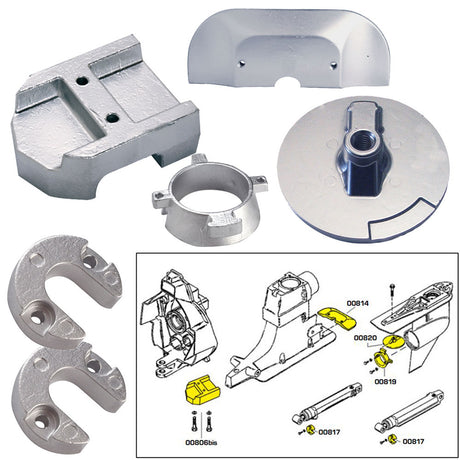 Tecnoseal Anode Kit w/Hardware - Mercury Alpha 1 Gen 2 - Magnesium - 20801MG