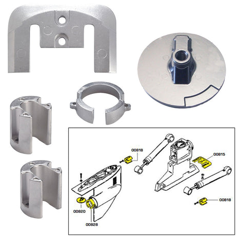 Tecnoseal Anode Kit w/Hardware - Mercury Bravo 1 - Zinc - 20803