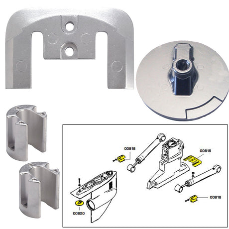 Tecnoseal Anode Kit w/Hardware - Mercury Bravo 2-3 - Aluminum - 20804AL