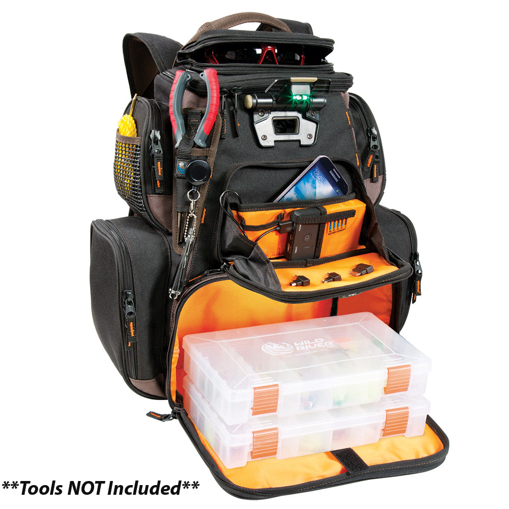 Wild River Tackle Tek&#153; Nomad XP - Lighted Backpack with  USB Charging System with 2 PT3600 Trays - WT3605