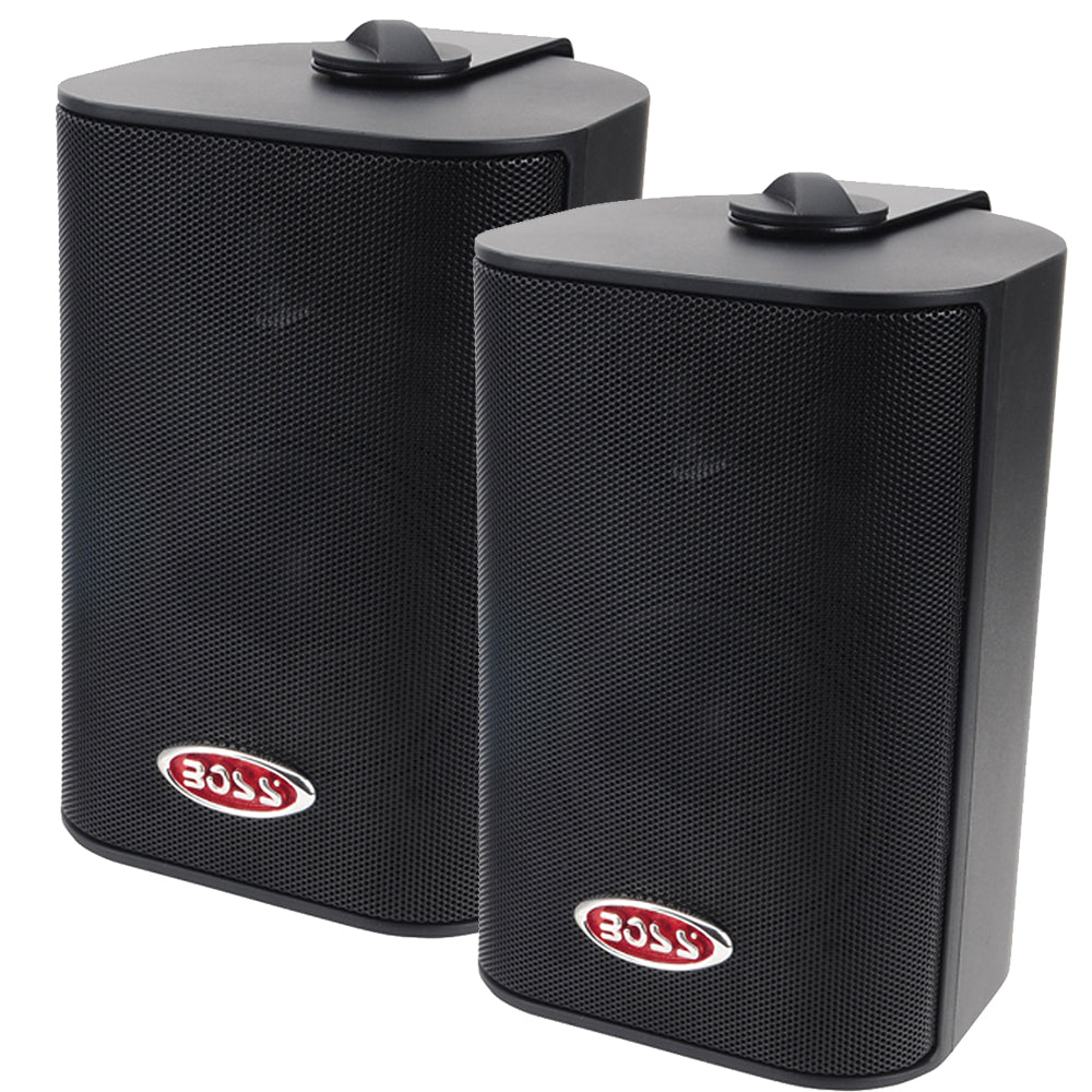 Boss Audio MR4.3B 4" 3-Way Marine Enclosed System Box Speakers - 200W - Black - MR4.3B