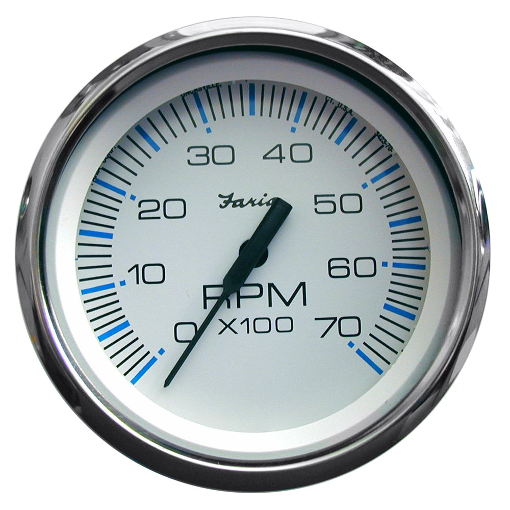 Faria Chesapeake White SS 4" Tachometer - 7000 RPM (Gas) (All Outboards) - 33817