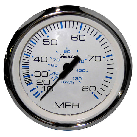 Faria Chesapeake White SS 4" Speedometer - 80MPH (Pitot) - 33819