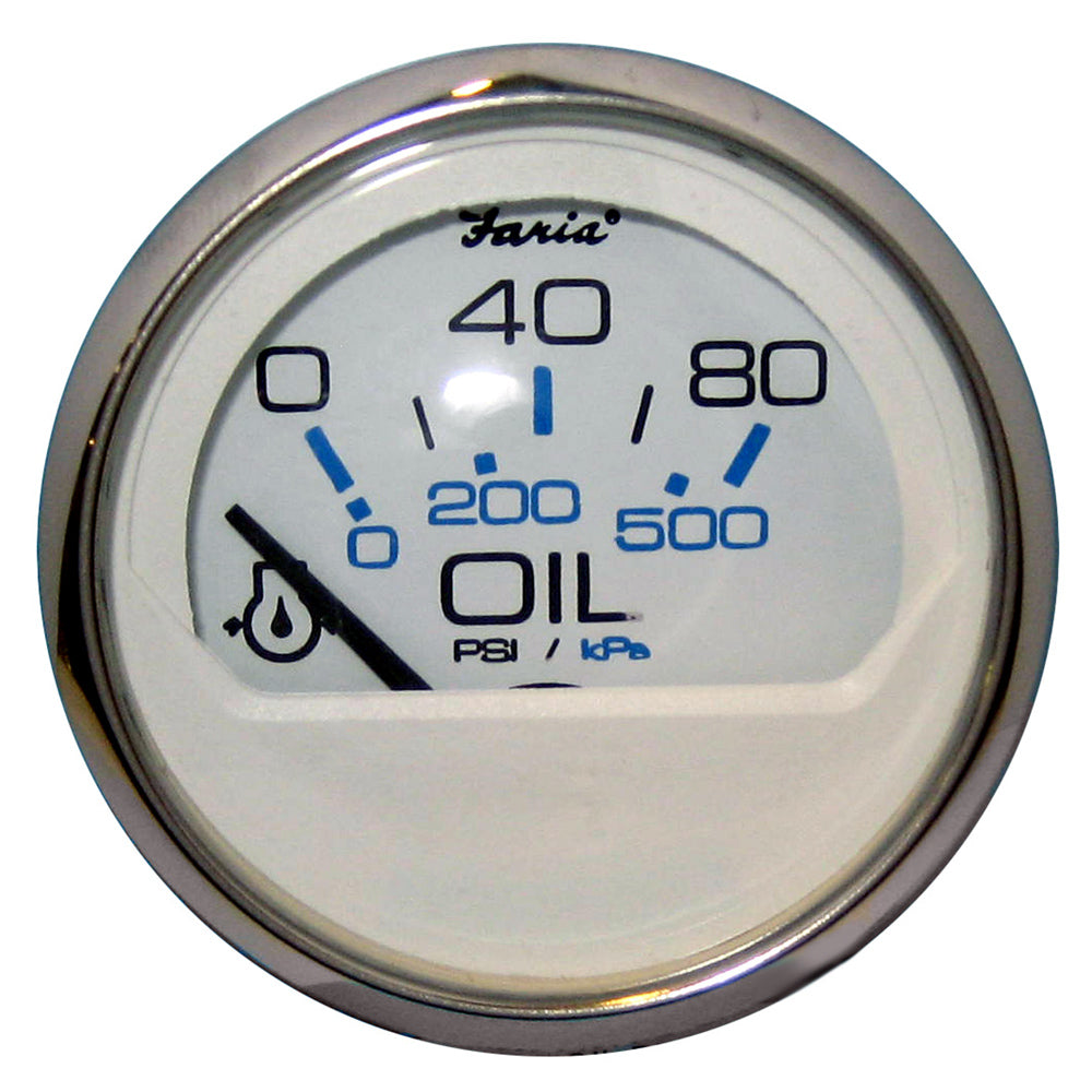 Faria Chesapeake White SS 2" Oil Pressure Gauge (80 PSI) - 13802