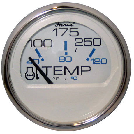 Faria Chesapeake White SS 2" Water Temperature Gauge (100-250°F) - 13804