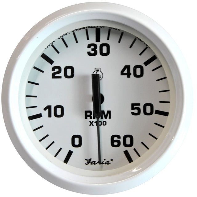 Faria Dress White 4" Tachometer - 6,000 RPM (Gas - Inboard & I/O) - 33103