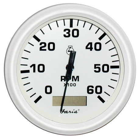 Faria Dress White 4" Tachometer w/Hourmeter - 6000 RPM (Gas) (Inboard) - 33132