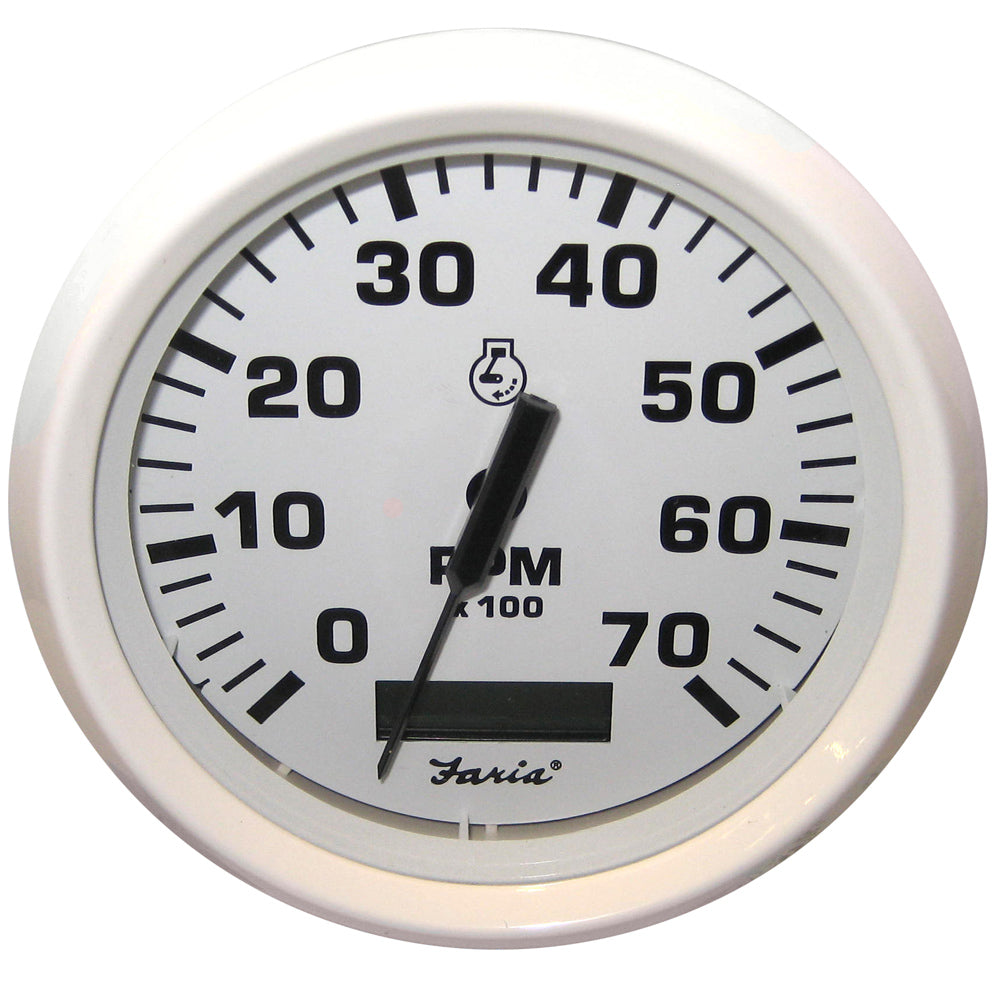 Faria Dress White 4" Tachometer w/Hourmeter - 7000 RPM (Gas) (Outboard) - 33140
