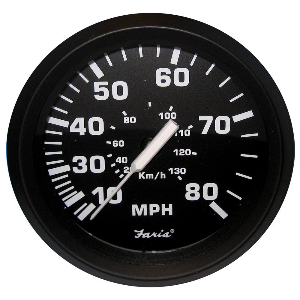 Faria Euro Black 4" Speedometer - 80MPH (Pitot) - 32812