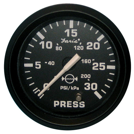 Faria Euro Black 2" Water Pressure Gauge (30 PSI) - 12810