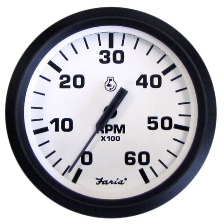 Faria Euro White 4" Tachometer - 6000 RPM (Gas) (Inboard & I/O) - 32904