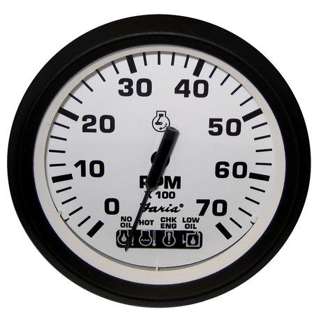 Faria Euro White 4" Tachometer w/ SystemCheck Indicator 7000 RPM (Gas) (Johnson / Evinrude Outboard) - 32950