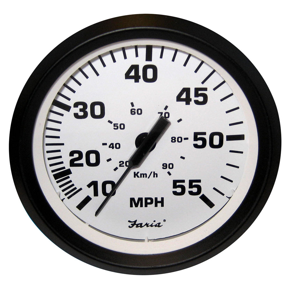 Faria Euro White 4" Speedometer - 55MPH (Pitot) - 32909