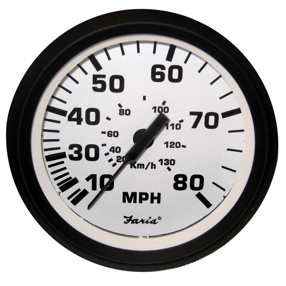 Faria Euro White 4" Speedometer - 80MPH (Pitot) - 32910