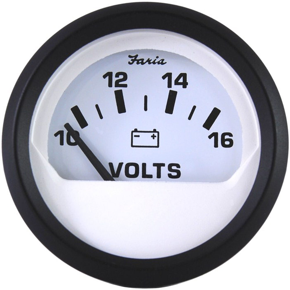 Faria Euro White 2" Voltmeter (10-16 VDC) - 12911