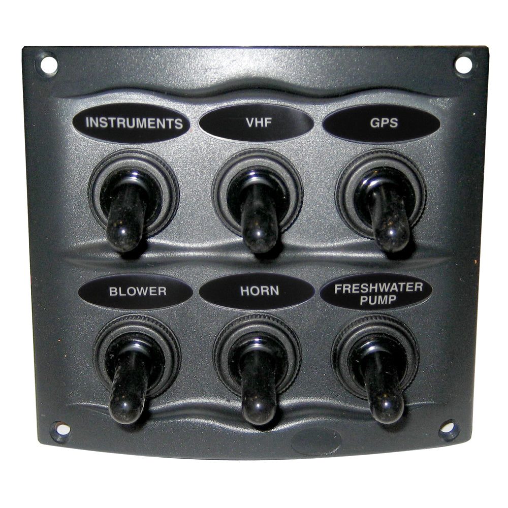 Marinco Waterproof Panel - 6 Switches - Grey - 900-6WP