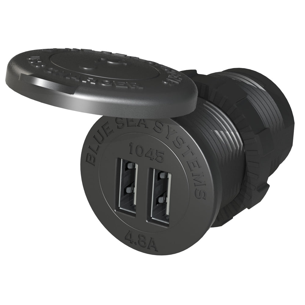 Blue Sea 1045 12/24V Dual USB Charger - 1-1/8" Socket Mount - 1045