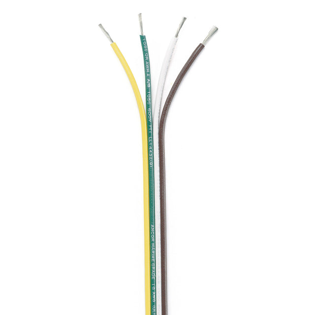 Ancor Ribbon Bonded Cable - 16/4 AWG - Brown/Green/White/Yellow - Flat - 100' - 154510