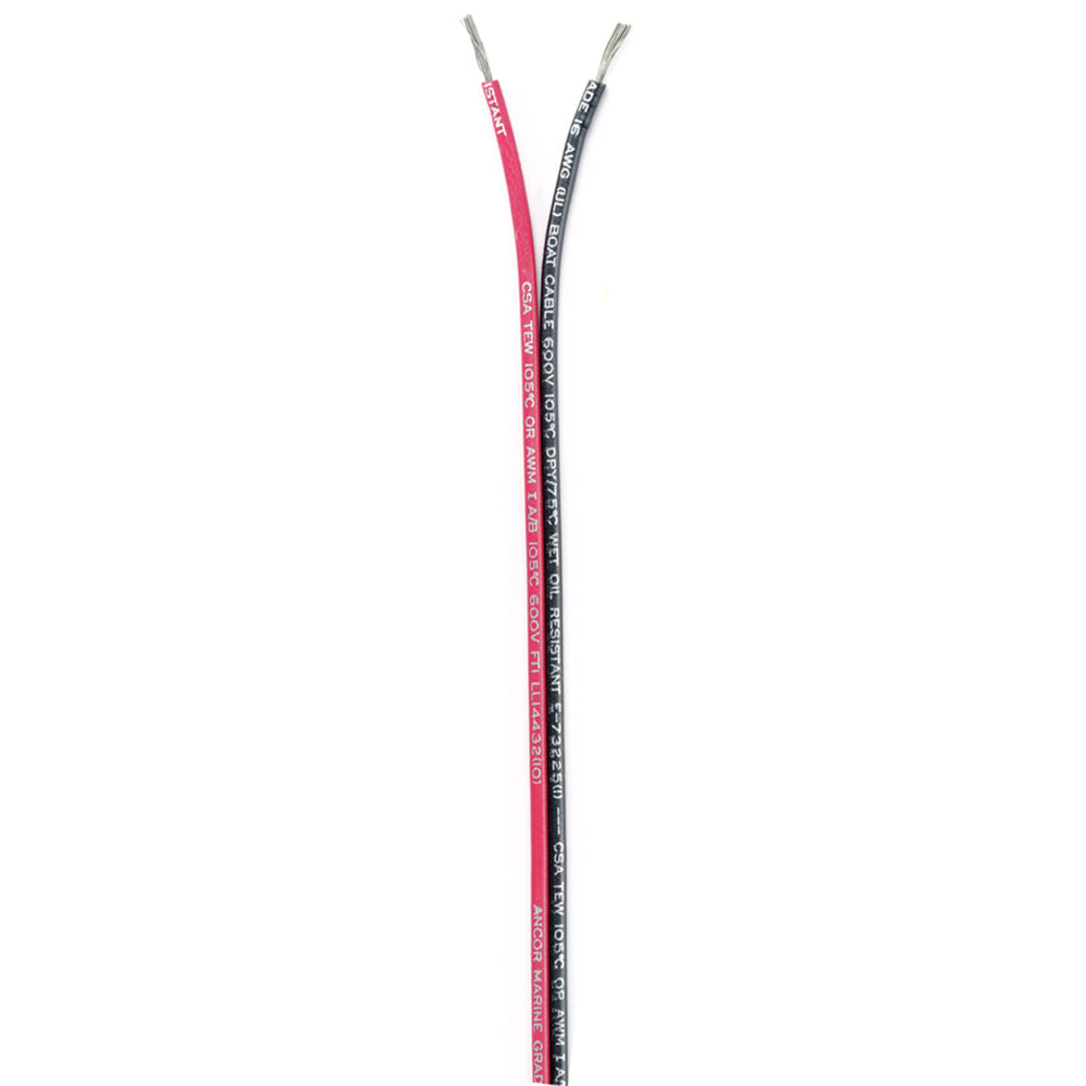 Ancor Ribbon Bonded Cable - 16/2 AWG - Red/Black - Flat - 500' - 153150