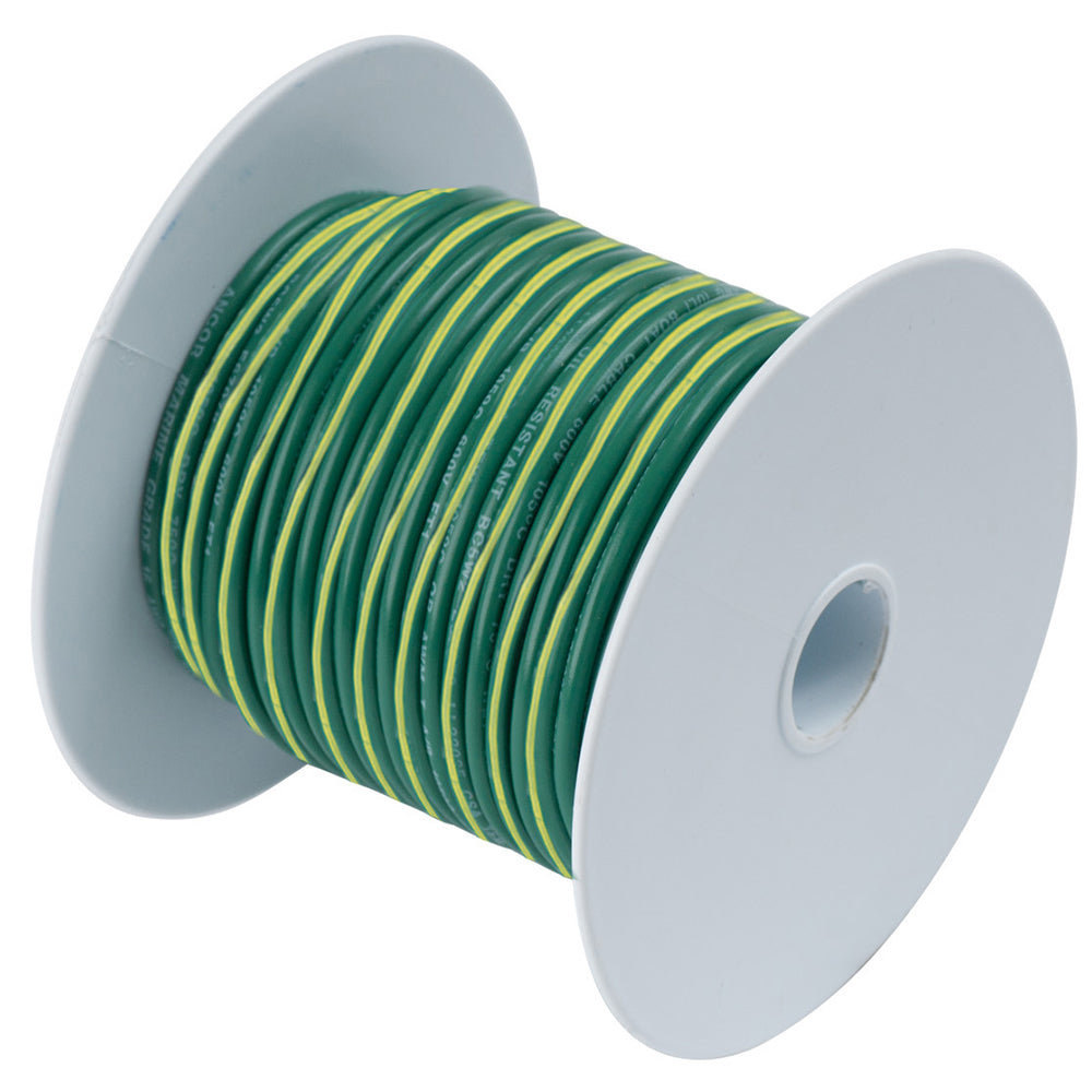 Ancor Green w/Yellow Stripe 10 AWG Tinned Copper Wire - 25' - 109302