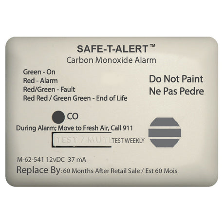 Safe-T-Alert 62 Series Carbon Monoxide Alarm with Relay - 12V - 62-541-Marine-RLY-NC - Surface Mount - White - 62-541-MARINE-RLY-NC
