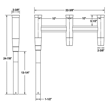 TACO Deluxe Trident Rod Holder Cluster Offset - F31-0781BXY-1