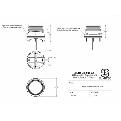 Lumitec Zephyr LED Spreader/Deck Light - Brushed White Base - White Non-Dimming - 101325