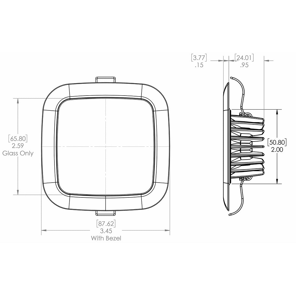 Lumitec Square Mirage Down Light - White Dimming, Red/Blue Non-Dimming - Polished Bezel - 116118