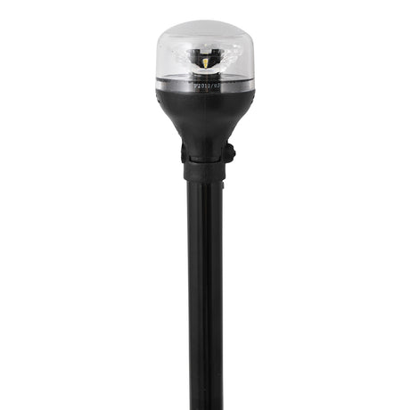 Attwood LightArmor Plug-In All-Around Light - 12" Black Pole - Black Horizontal Composite Base w/Adapter - 5558-P12A7