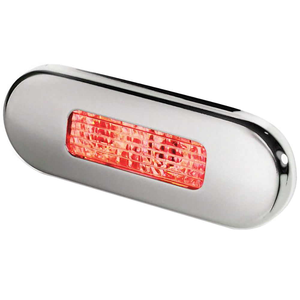 Hella Marine Surface Mount Oblong LED Courtesy Lamp - Red LED - Stainless Steel Bezel - 980869501