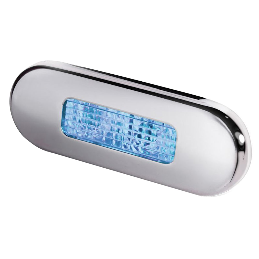 Hella Marine Surface Mount Oblong LED Courtesy Lamp - Blue LED - Stainless Steel Bezel - 980869601