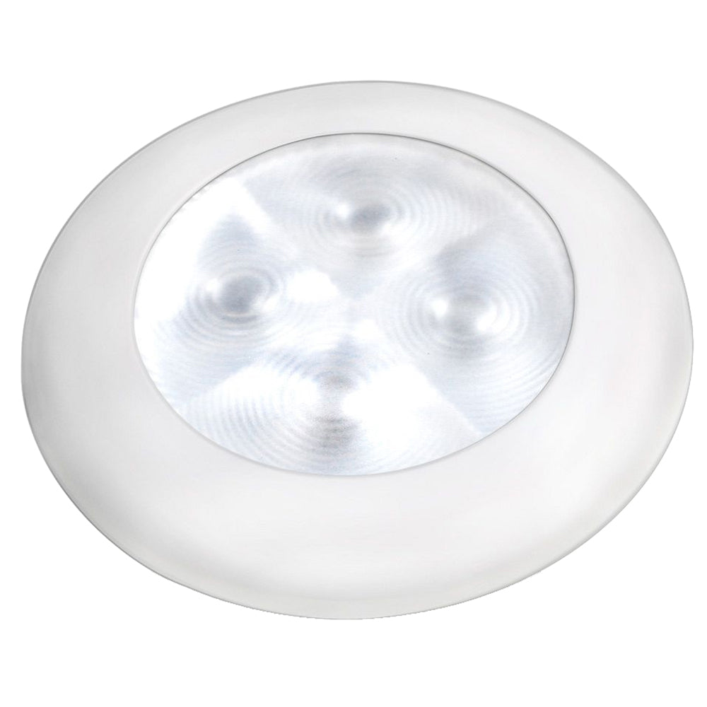 Hella Marine Slim Line LED 'Enhanced Brightness' Round Courtesy Lamp - White LED - White Plastic Bezel - 12V - 980500541
