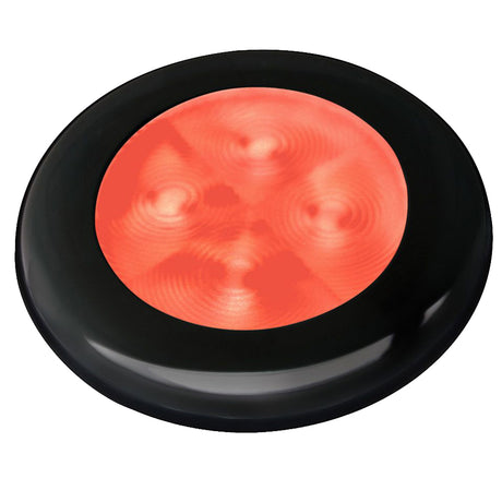 Hella Marine Slim Line LED 'Enhanced Brightness' Round Courtesy Lamp - Red LED - Black Plastic Bezel - 12V - 980507251