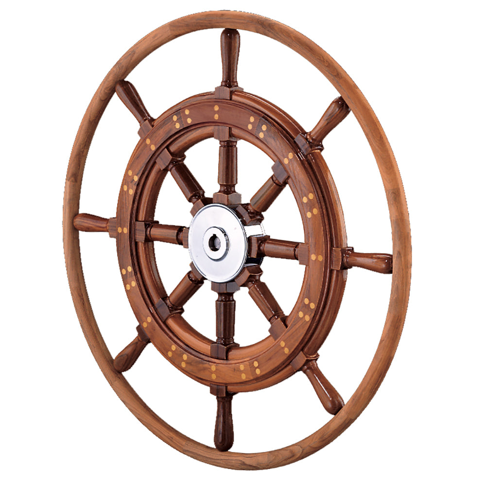 Edson 30" Teak Yacht Wheel w/Teak Rim & Chrome Hub - 603CH-30