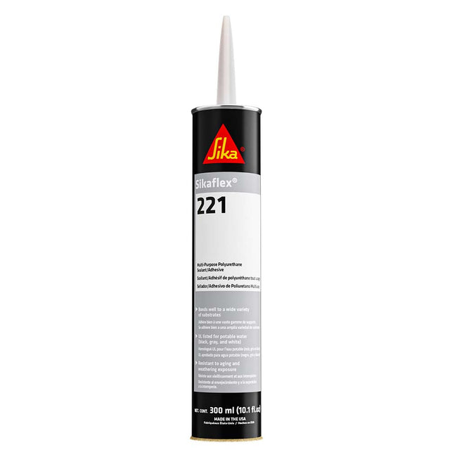 Sika Sikaflex 221 Multi-Purpose Polyurethane Sealant/Adhesive - 10.3oz(300ml) Cartridge - Black - 90893